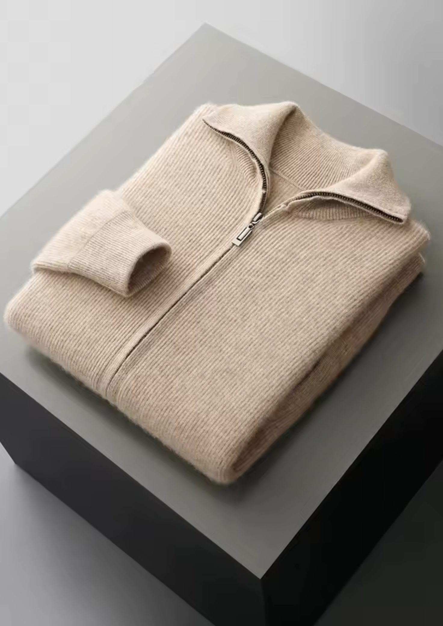 NOBA WOOL RIBBED ZIPPER CARDIGAN