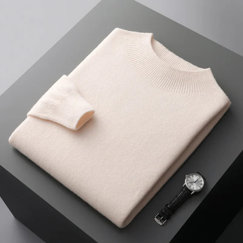 Pure Cashmere Mock-Neck Sweater
