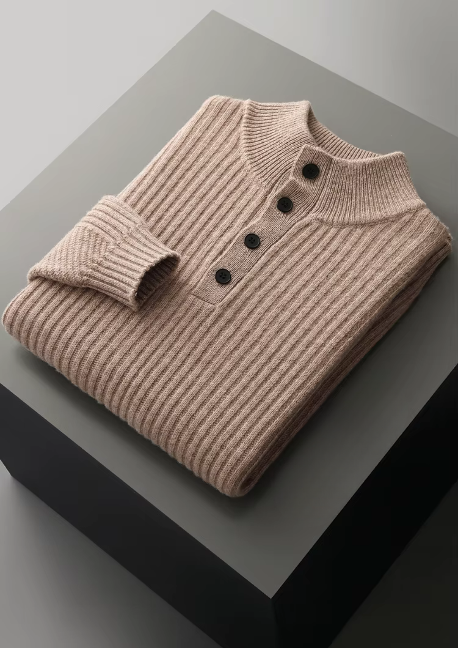 NOBA WOOL RIBBED HENLEY SWEATER