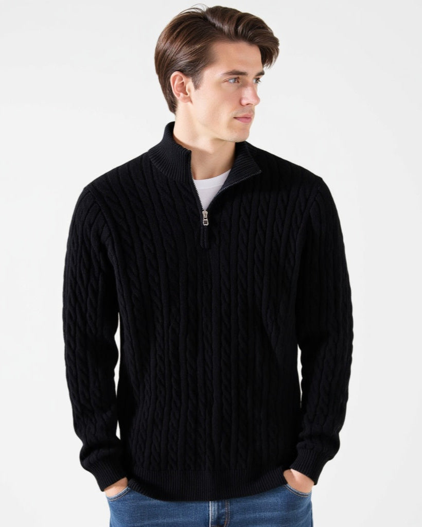 Zipped Cable Sweater