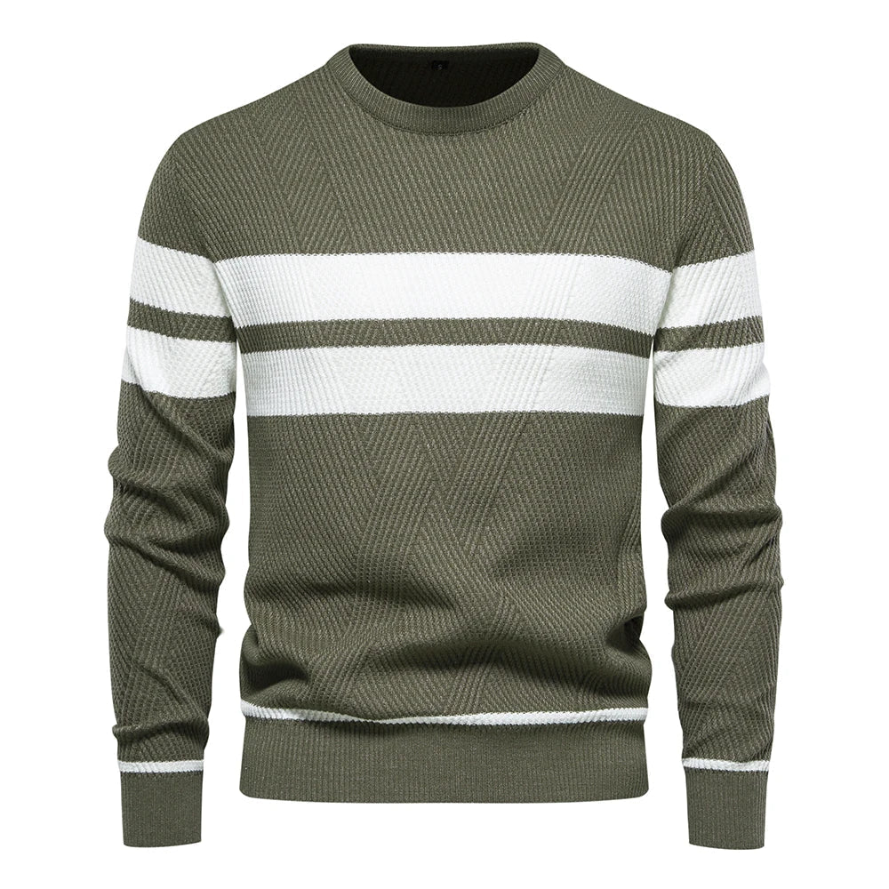 Striped Knit Crewneck Sweater